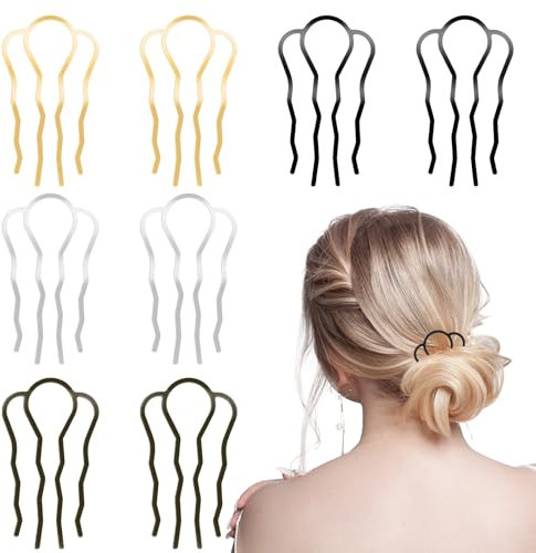 Giantree 8 Stück Haarkamm Zum Stecken, Steckkamm Metall Seitenkämme Haar Gabel Clip Haargabel Haarkamm Haarschmuck Haarspangen Haarseitenkämme Haarknoten Zubehör für Hochsteckfrisuren