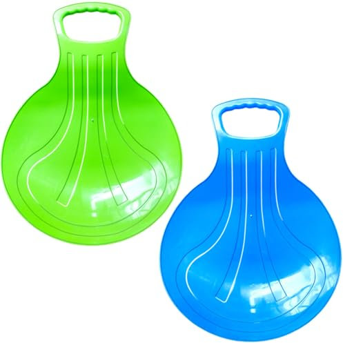 2 Stück Schneeschlittenbrett Kinder Poporutscher zum Rodeln Snowboard Outdoor-Spielzeug für den Winter Schneeschlittenbrett mit Griff für Kinder zum Porutschen Schlittenfahren (Blau Grün)