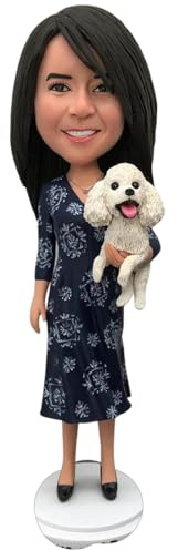 Wackelkopf-Figuren, personalisierbar, Ganzkörperfigur, handgefertigt, Wackelkopf-Figur, Puppenskulptur aus Bild, 1 Person und 1 Hund, hohe Ähnlichkeit, lustiges und einzigartiges Geschenk