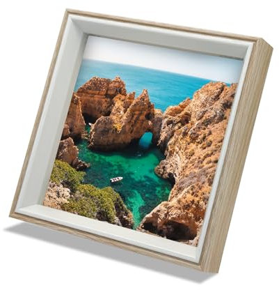 Andiker Marco de fotos de 6 x 6 pulgadas/15 x 15 cm, marco de fotos cuadrado para casa, oficina, cumpleaños, marco de fotos beige para colgar en la pared o mesa de pie