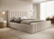 DomoHome- Modernes Polsterbett Mona VII – Elegantes Bett Mit Stauraum Modernem Kopfteil Und Hochwertigem Stoff-Abriamo Für Ihr Schlafzimmer 200x200 cm, Farbe: Beige