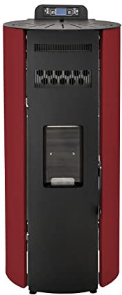 STUFE A PELLET ITALIA Boston 14 KW Canalizzata WiFi - Stufa ad Aria Ventilata Efficienza 89% Scalda 130m² Autonomia 15H Programmabile 5 Velocità e Potenze Garanzia 24 Mesi Rosso