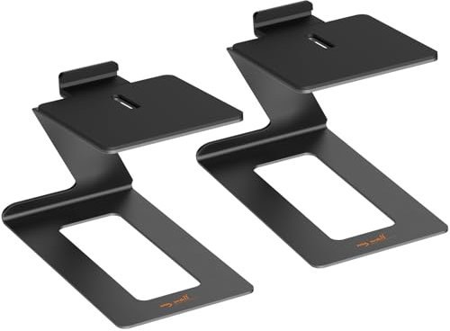my wall Lautsprecherständer für Tischplatten – HS33-3L, 2 Lautsprecher Ständer mit Anti-Vibrationsmatte, 6° Neigungswinkel, mit Erhöhung, Belastbar bis 10 kg, Boxenständer für PC Boxen oder Studio Mon