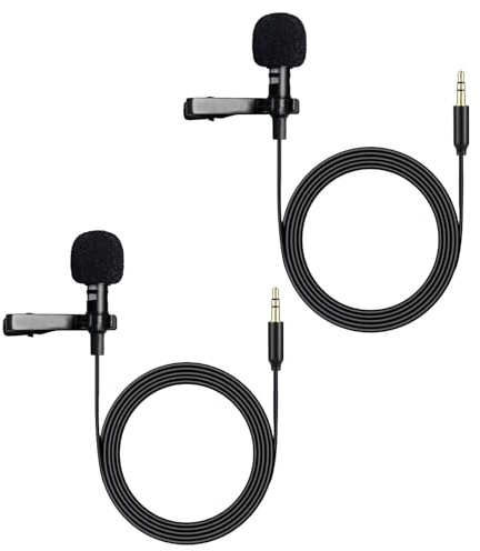 MICMXMO 2 Pack Lavalier Lapel Microphone for DJI MIC 2 Wireless Transmitter Transmitter, for Rode GO II 2 Wireless Microphone 3.5 mm TRS Omnidirectional Capacitor Lapel Mini Mic for Vlog Streaming