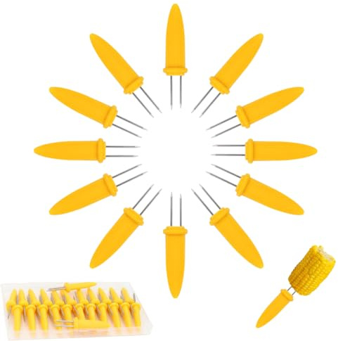 Apvok 20 Pcs Corn On The Cob Holders Stainless Steel Corn Holders Corn On The Grill Corn Stick & Skewer For Home & Bbq Cooking & Camping (2.36 inch)