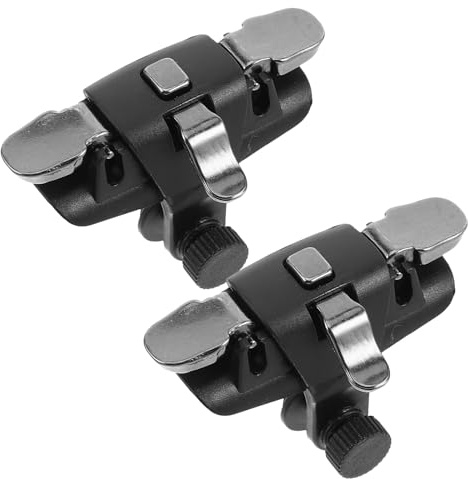 SHOWERORO Lot de 2 Manettes de Jeu Mobiles pour Téléphone avec Gâchettes en Alliage à 3 Directions, Manettes Ergonomiques Noires Modèle Tri-Directionnel, Contrôleurs Universels Haute