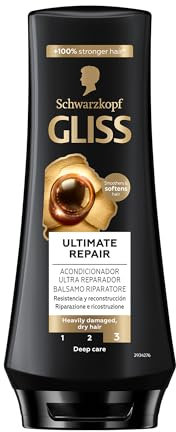 Schwarzkopf Gliss Ultimate Repair Balsamo Riparatore 200ml, Balsamo con Keratina Liquida ed Estratto di Perla Nera, Trattamento alla Cheratina per capelli danneggiati e secchi