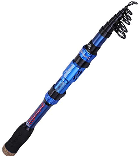 Sougayilang 24 Ton Carbon Fiber Telescopic Fishing Rod, CNC Machined Reel Seat, Comfortable EVA Handle, Travel Fishing Rod for Bass Trout Fishing (1pcs, 6.9ft)