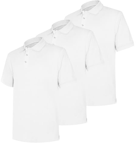 LiKing 3er Pack Polo Camisa Hombre Ocio Cómodo Polos Hombre Manga Corta Humedad Ropa Deportiva Hombre Golf Polo Shirt Hombre Manga Corta Deporte Ocio Camiseta Blanco Talla XXL
