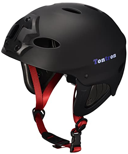 Tontron Adult Water Sports Helmet with Camera Mount Plate (Matte X-Black Forest, Medium)