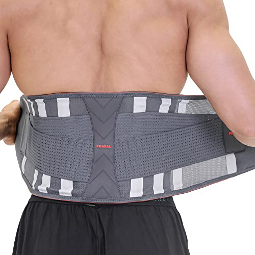 PROIRON Faja Lumbar Para Hombre y Mujer, con 7 varillas de soporte cartílago, Cinturón Lumbar Adjustable, Transpirable Faja Lumbar Trabajo Faja Lumbar Deportiva, Aliva Dolor, L(waist:29.5''-35.4'')