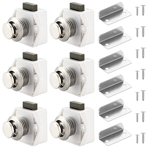 HSEAMALL 6 cerraduras de botón a presión, cerraduras de cajón de armario, cerradura de puerta sin llave, para caravana, caravana, caravana, furgoneta, barco, color blanco