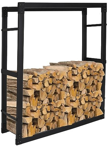 Ansobea 150x80x25cm Scaffale per legna da ardere Legnaia Scaffalatura per legna da ardere per interni ed esterni Supporto Scaffale in metallo Rack di Legna da Ardere per Camino Caminetto Stufa