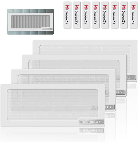 HIDAMAZY Magnetische Boden-Lüftungsabdeckungen, 25.4x10.2cm Rechteckig Bodenregister Lüftungsgitter Lüftungsabdeckung für Boden, Zuhause, Decke, Lüftungsschlitz Abdeckung Netzfalle (Weiß, 4 Stü)