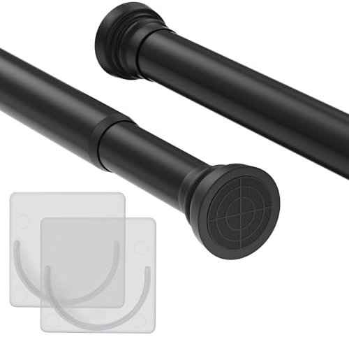 GOOWIN Duschvorhangstange Ohne Bohren, 80-165 cm Ausziehbar, Metall Teleskopstange für Badezimmer, Kleiderschrank, Fenster (Schwarz)