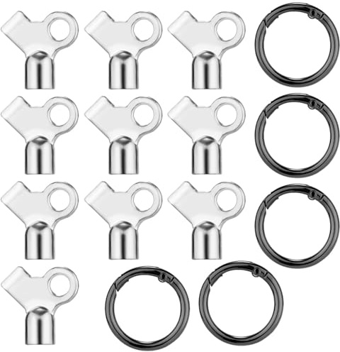 Gosknor 10pz Chiavi Valvola Spurgo Radiatore, Chiavi Radiatore Lega Zinco con 5pz Portachiavi Spurgo Radiatore Chiave Valvola Spurgo Radiatore Dell'Acqua Calda lo Sfiato Vecchi Radiatori Domestici