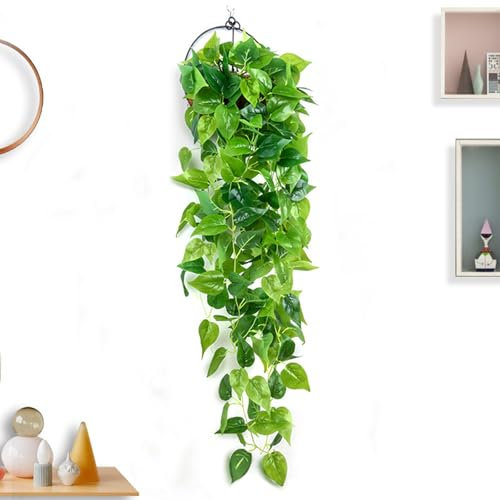 KASESSS Plante Artificielle Tombante, 110 cm Fausse Plante Verte, Lierre Artificiel, Fausse Plante Tombante Suspendue, Plantes Artificielles pour Jardin, Panier Suspendu, Couloir, Décoration Murale