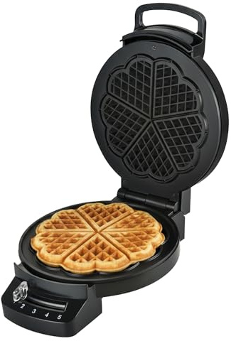 HEINNER HWF-F1200BK Waffle Iron – 1200W Power, Non-Stick Coating, Adjustable Thermostat, Vertical Storage, White, 3-Year Warranty (Black)