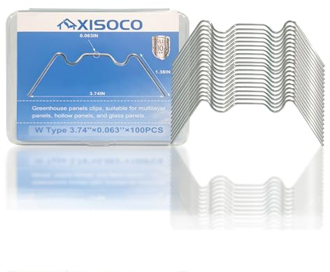 XISOCO 200PCS Greenhouse Glazing Clips Stainless Steel Long 95mm/3.74IN W Type Clips for Greenhouse Panels Fixation