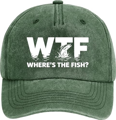WTF Where's The Fish Vintage Baseball Cap - Fishing Hat | Fisherman Hat Ideal for Outdoor Adventures, Durable and Comfortable Fishing Gifts
