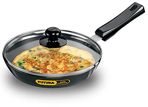 Hawkins Futura Hard Anodised Frying Pan with Glass Lid, 22cm