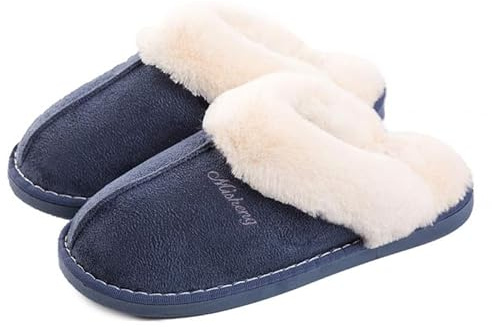 Misolin Womens Slipper Tofflor damer vinter varma Memory Foam Fluffiga Slip-on House Mocka Päls Fodrad/Anti-Skid Sula, hemmatofflor Inomhus Och Utomhus