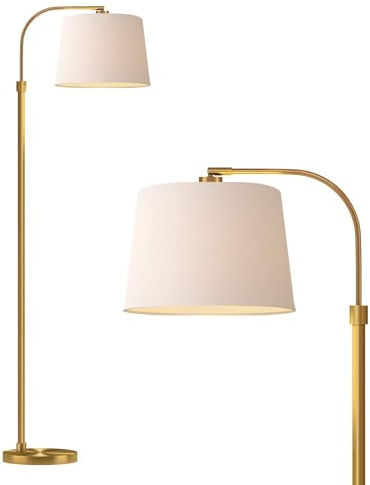 Oneach 62 Gold Floor Lamp for Living Rooms Tall Arc Standing Lamps for Bedrooms Industrial Corner Nursery Girls Kid Vintage Mid-Century Modern Reading Light Office Antique Brass Shade Lantern