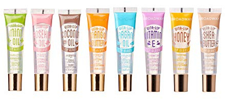 Ruby Kisses Broadway Vita-Lip Clear Lip Gloss (8 Pack), Ultra-Hydrating & Soothing Formula with Vitamins, High-Shine Non-Sticky Finish Lip Balm with Mint, Rosehip, Coconut, Mango, Argan, Honey, Shea