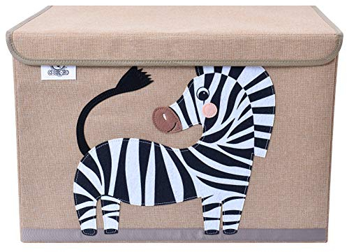 CLCROBD Foldable Kids Large Toy Chest with Flip-Top Lid, Collapsible Fabric Animal Toy Storage Organizer/Bin/Box/Basket/Trunk for Toddler, Children and Baby Nursery (Zebra)