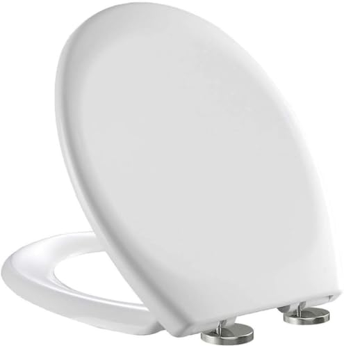 Live4Gadgets Toilettensitze mit Absenkautomatik, weiß, obere Befestigung, hält fest, ovale Form, robustes Harnstoff-Formaldehyd, antibakterielles Material, hygienisch, Waschraum, Zuhause