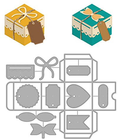 GLOBLELAND 3D Gift Box Cutting Dies Bow Tie Embossing Stencils Candy Wedding Template for Card Scrapbooking and DIY Craft Album Paper Decor, (DIY-WH0309-993-EU19)