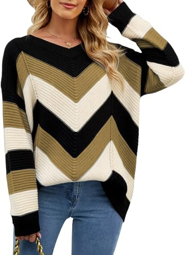 NLAND Jersey Mujer Manga Larga Cálido Suéter Punto Invierno Cuello Redondo Casual Pullover (Caqui,L)
