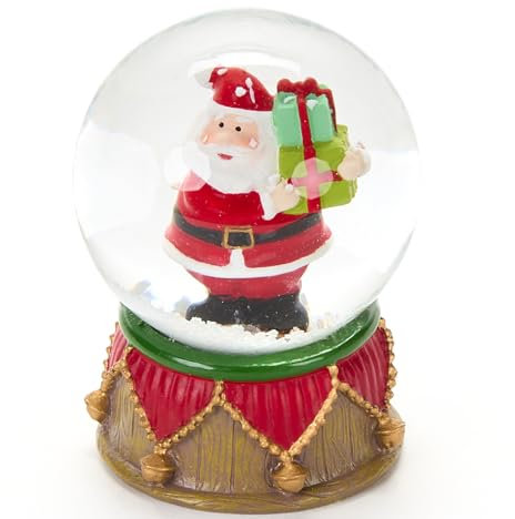 Nuvole di Stoffa Weihnachtsmann-Schneekugel aus Glas und Harz mit Vintage-Dekorationen, Shabby-Chic, 4,5 x 6,5 cm