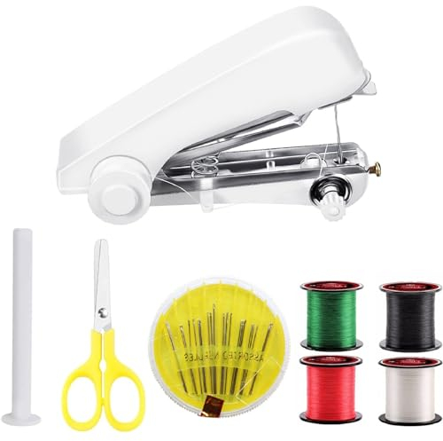 Mini Sewing Machine,Tragbare Nähmaschine,HandNähmaschine,Nähset mit Nähzubehör für Stoff Kleidung Kunsthandwerk Heim- und Reisegebrauch Mini Tragbare Manuelle Nähmaschine