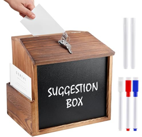 Scatola portaconfetti con serratura, cassetta suggerimenti legno pino 2 gessetti chiavi, cassetta lettere montare parete, lavagna proposta, voto