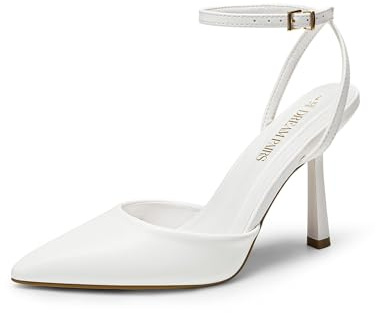 DREAM PAIRS Decollete Donna Tacco Spillo,Bianco-Pu,37