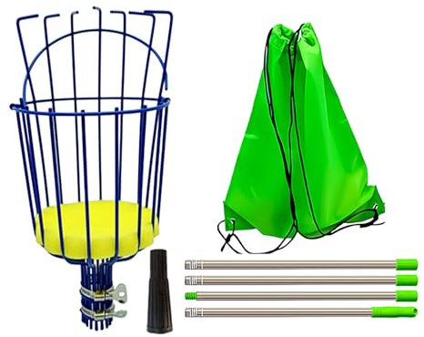 Raccoglitore di frutta telescopico - Raccoglitore per frutta in acciaio inossidabile, leggero, con cestino, raccoglifrutta arancione, con manico telescopico, efficiente raccogli frutta per alberi e