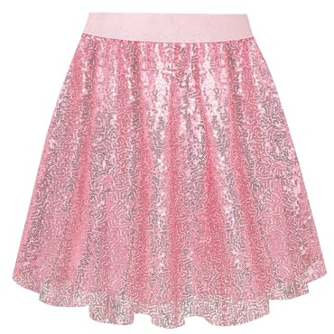 MYSSUCI Dam paljettkjol, elastisk midja, glitterkjol, festival, kostym för rave-fest, karneval, halloween, Rosa (Hot Pink), S
