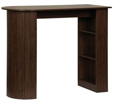 sweeek - Bar-Tisch, hoher Küchentisch aus Holzdekor mit Stauraum, 3 Ablagen, 120 x 55 x 100 cm - Wallis