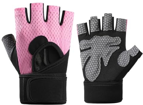 Qcbuegof Atmungsaktives Stoßdämpfungstrainungshandschuhe Halbe Fingerhandschuhe Mit Handgelenkstütze Wrap Für Fitness Zyklus Gewichtheber Trainingshandschuhe Mit Stoßdämpfung