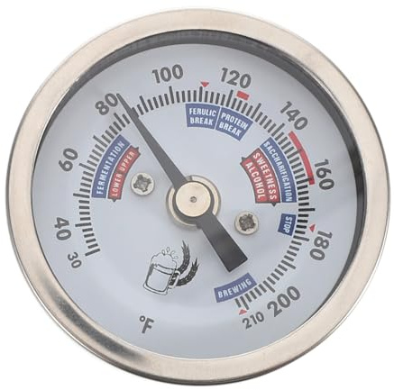 Parliky Termómetro De Acero Inoxidable Para Elaboración De Cerveza y Vino 2 Pulgadas Dial, Lectura Precisa De Temperatura, Resistente Corrosión, Roscado Para Fermentación y Barriles