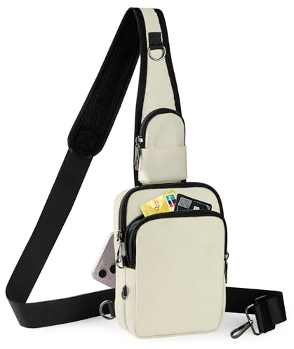 Tibroni Anti-stöld axelväska bröst crossbody bag bröstväska män kvinnor axelväska vattentät sling-bag väska liten handväska med dragkedja lås och RFID-blockering