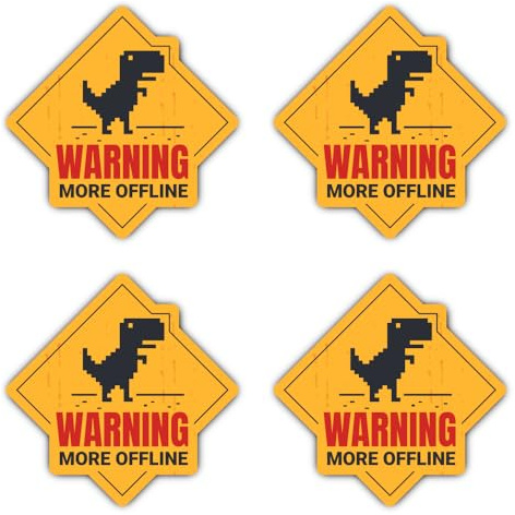 Laminerade klistermärken: 150 mm, 4 stycken – Warning More Offline XL IT Nerd varningsskylt hållbar