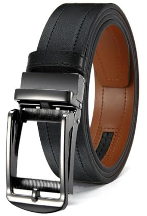 OWEIEYEU Affärsmetallspänne bälte PU-läder automatiskt spänne spärrbälten för lastbyxor jeans, Flyt679w-bk, 115 cm