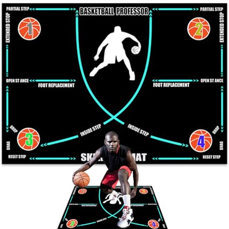 Générique Tapis D'entraînement De Basket-Ball | Entraîneur De Dribble De Basket-Ball en Caoutchouc Antidérapant | Tapis De Jeu De Jambes pour Ballons De Basket Silencieux Et Absorbant Les Chocs