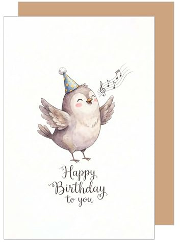 Edition Seidel Premium Birthday Card with Envelope Greeting Card Birthday Card English for Husband Woman Child Mother Father Bird Singing Music (G3895 SW026)