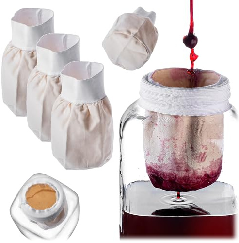 KADAX 3 sacchetti filtranti da 1 l, per filtrare succo, liquore, vino e latte di noci, sacchetto di pressa, sacchetto per latte di noci, panno con elastico, panno per spremere, panno filtrante