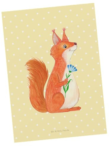 Mr. & Mrs. Panda Postkarte Eichhörnchen Blume - Geschenk, Lustige Sprüche, Grußkarte, Lachen, Ansichtskarte, Spaß, Spruch Positiv, bildkarte, Motivation, Eichhorn, einzelkarte, Postkarten