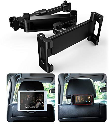 UIHOL Supporto Tablet Auto, Supporto Poggiatesta per Auto Universale Porta Tablet Regolabili Dimensioni Diverse Rotazione a 360 Gradi Compatibile con 6-12 Pollici iPad Mini Tab e Smartphone