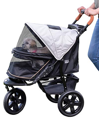 Pet Gear No-Zip AT3 Pet Stroller for Cats/Dogs, Zipperless Entry, Easy One-Hand Fold, Jogging Tires, Removable Liner, Cup Holder + Storage Basket, 1 Model, 2 Colors